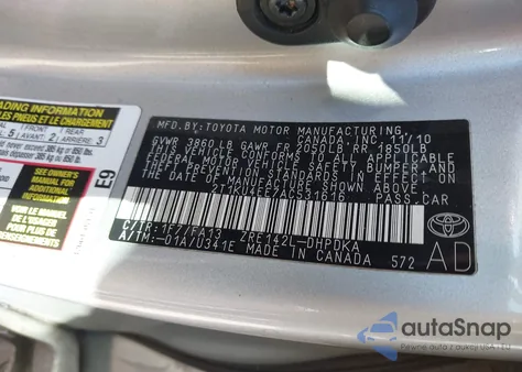 2010 Toyota Matrix z USA, uszkodzony, nr VIN 2T1KU4EE7AC531616